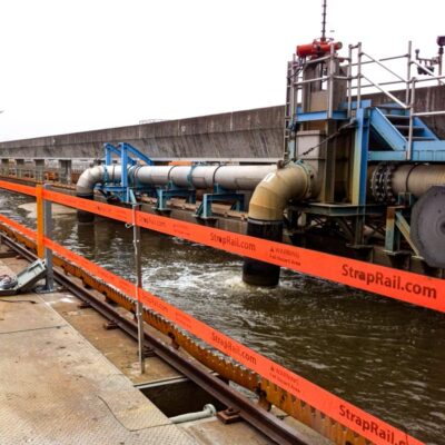 SpanRail protecting access to a wastewater canal at a filtration plant. SpanRail protecting access to a wastewater canal at a filtration plant.